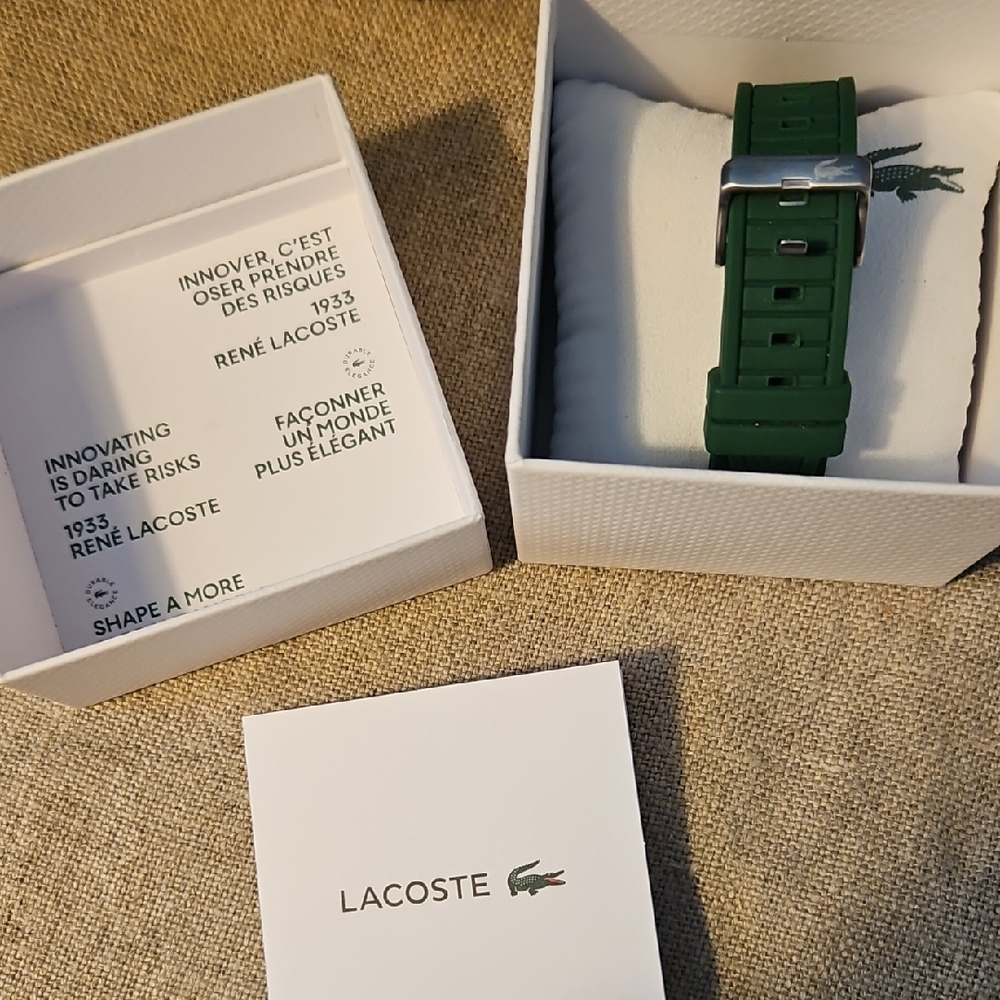 Lacoste Men's Women's Green Watch Strap Band With Box And Pillow. No Watch. - Picture 3 of 3